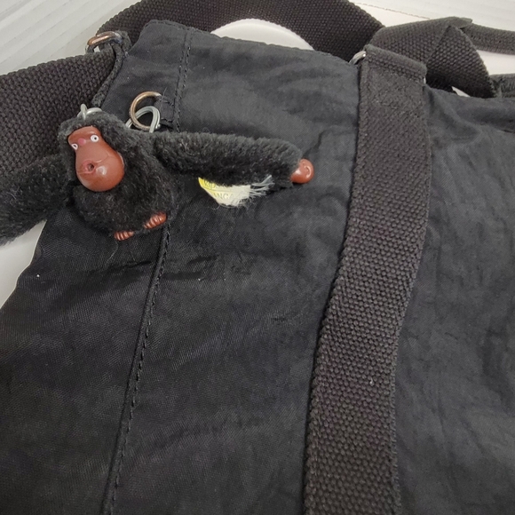 Kipling Adara Tote Crossbody Bag Large Purse Black with Furry Signature Monkey - Picture 5 of 14